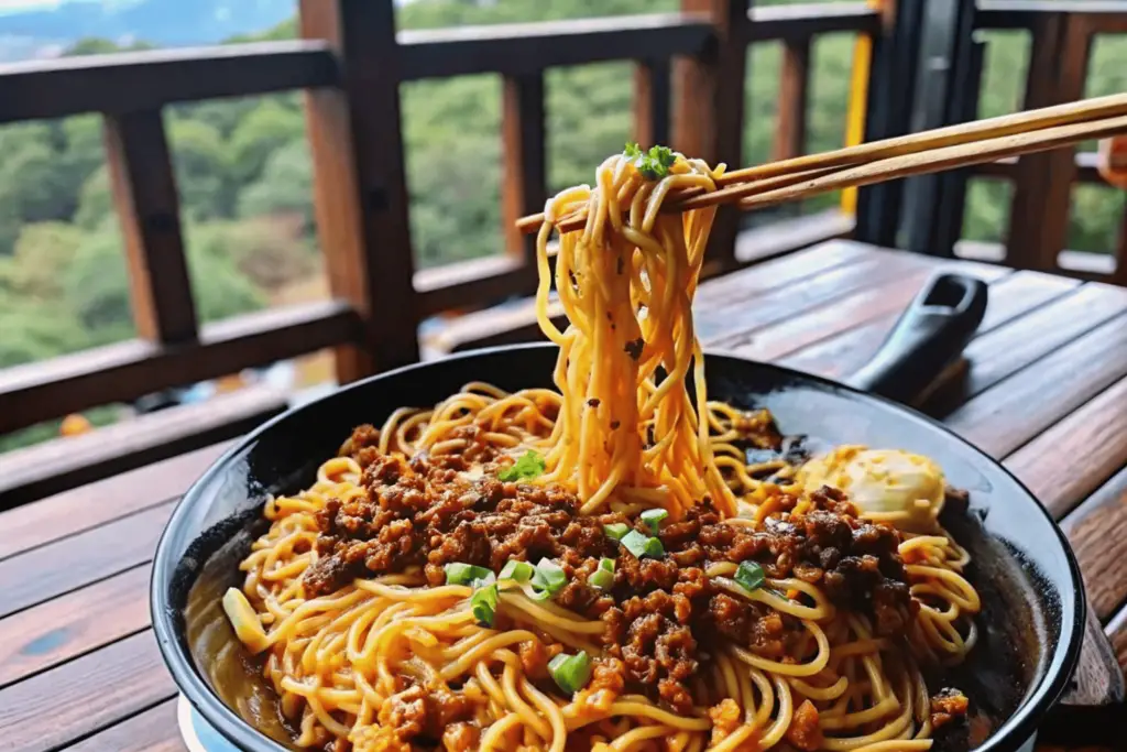 Mongolian Noodles with Ground Beef