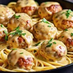 Garlic Butter Chicken Balls with Creamy Parmesan Pasta