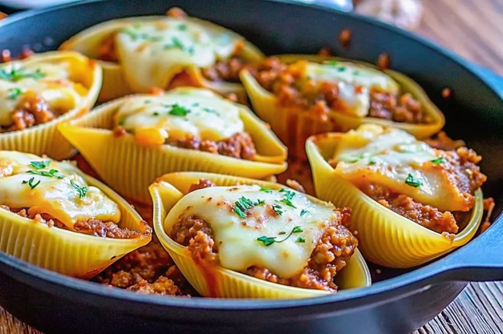 Beef-Stuffed Shells with Creamy Ricotta Filling