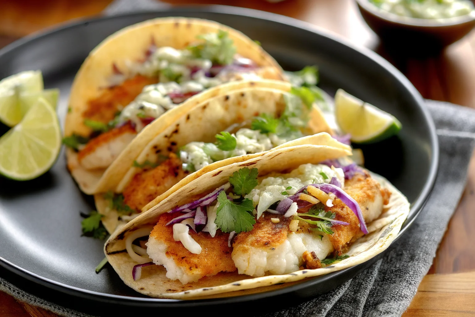Crispy Fish Tacos with Cilantro Lime Slaw