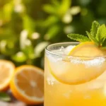 A refreshing Limoncello Spritz cocktail served in a wine glass, garnished with a lemon slice and fresh mint, with ice cubes and bubbles rising to the surface.