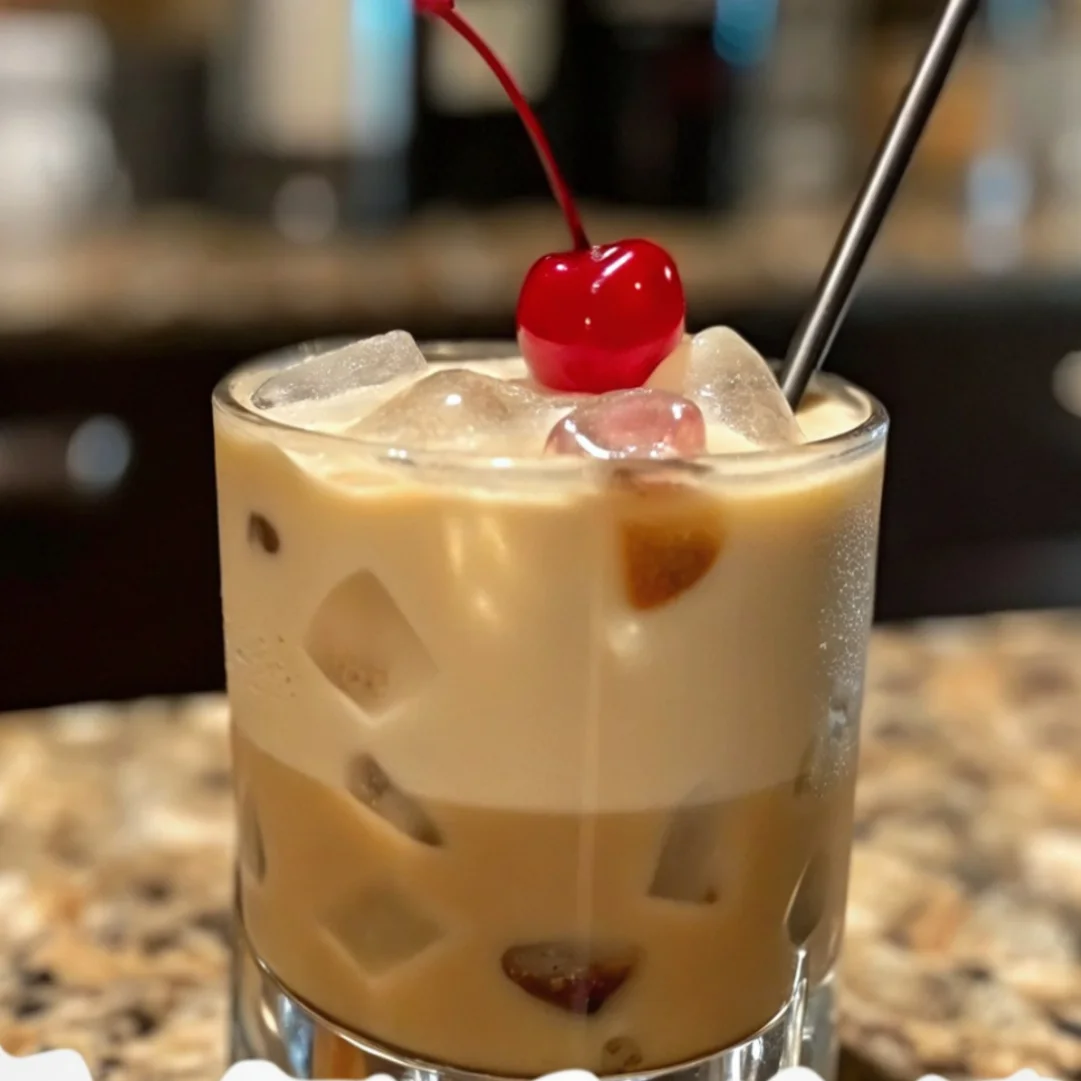 lippery Dick Cocktail with gin, grenadine, and citrus garnished with mint and cherry.