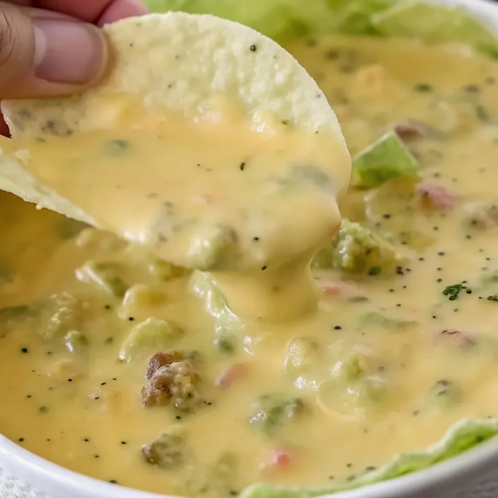 The Greatest Queso That Ever Lived – creamy cheese dip with a rich blend of cheddar, cream cheese, and spices, perfect for dipping chips or veggies.