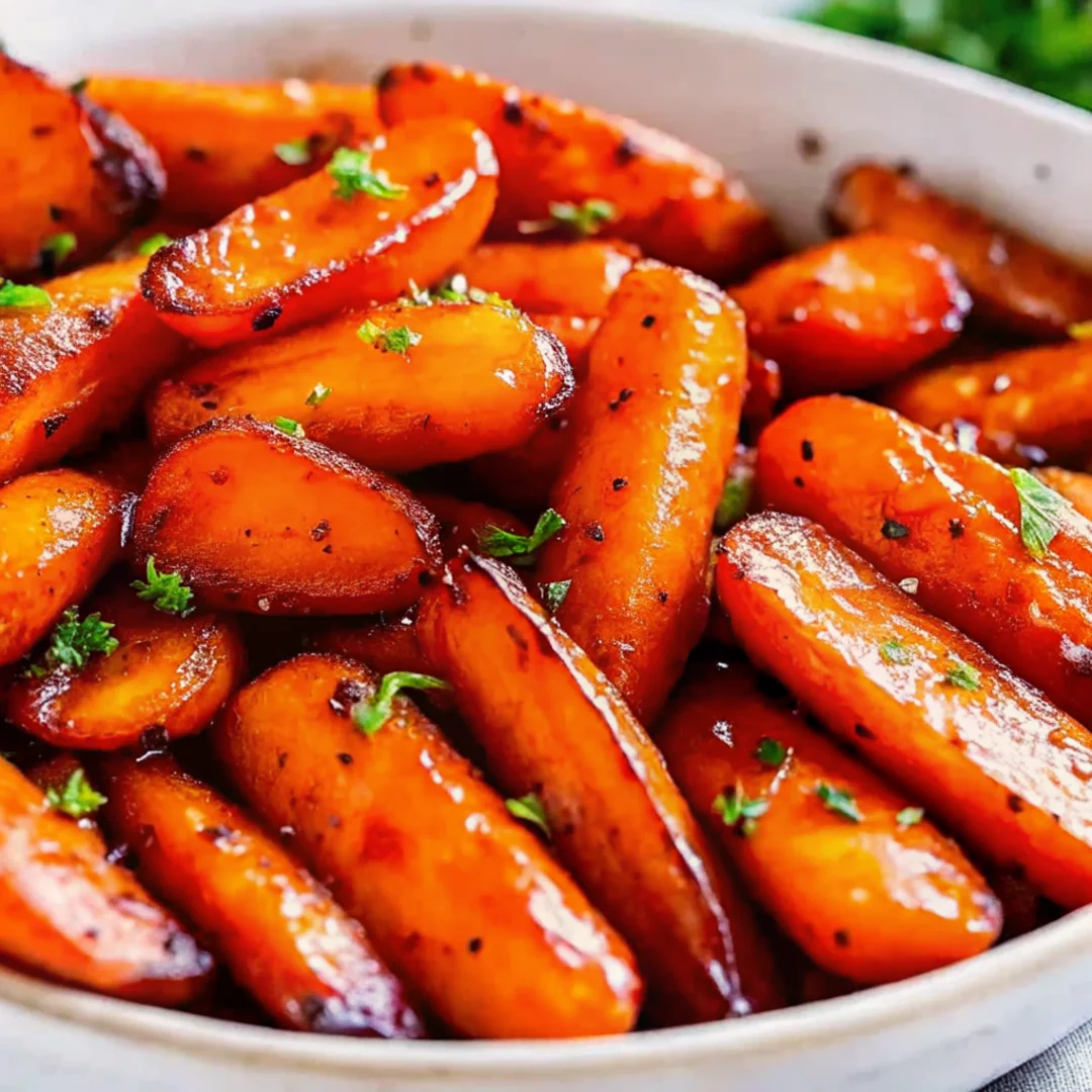 Honey garlic butter roasted carrots - a perfect Easter side dish with vibrant colors and rich flavor.