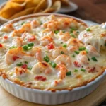Hot and creamy Joe's Crab Shack Crab Dip served in a skillet with crackers and fresh herbs