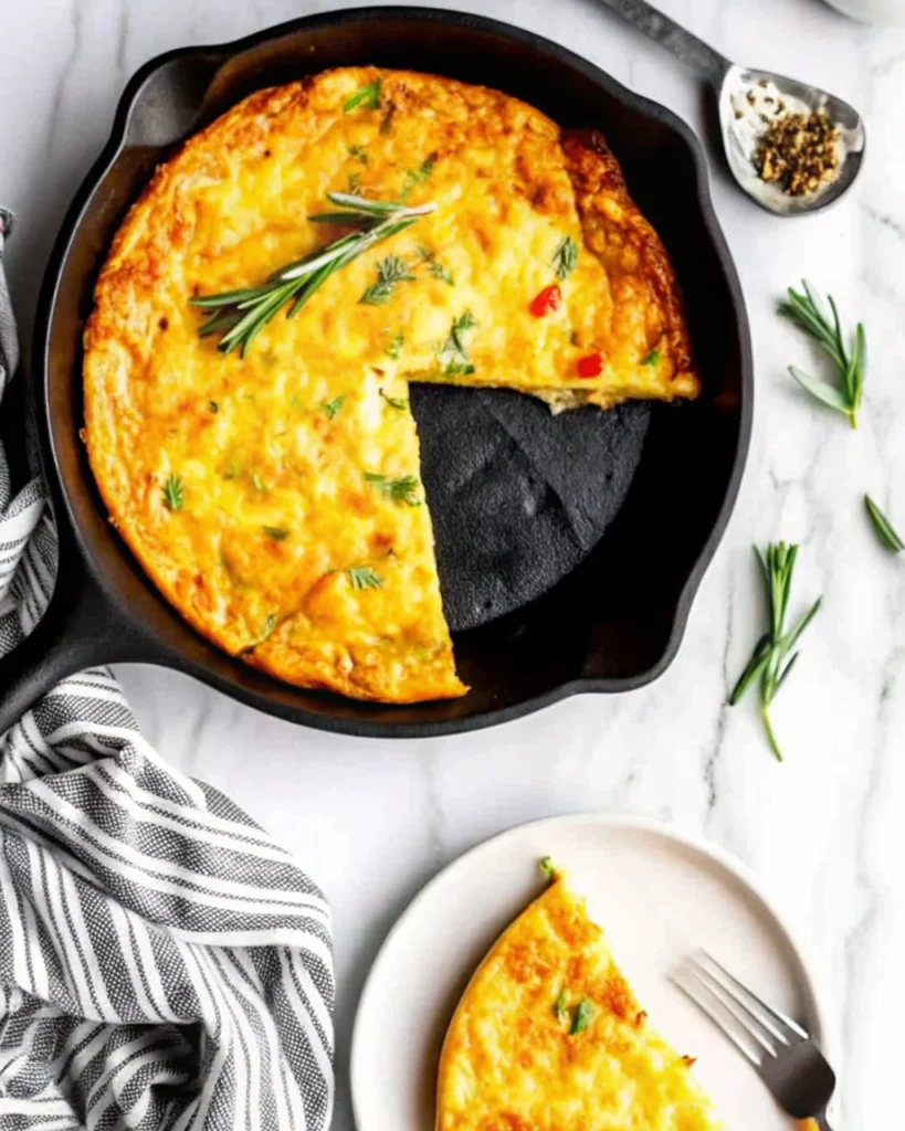 Best Frittata Recipe in a cast iron skillet, featuring colorful vegetables and golden, cheesy top—perfect for an easy vegetarian frittata.