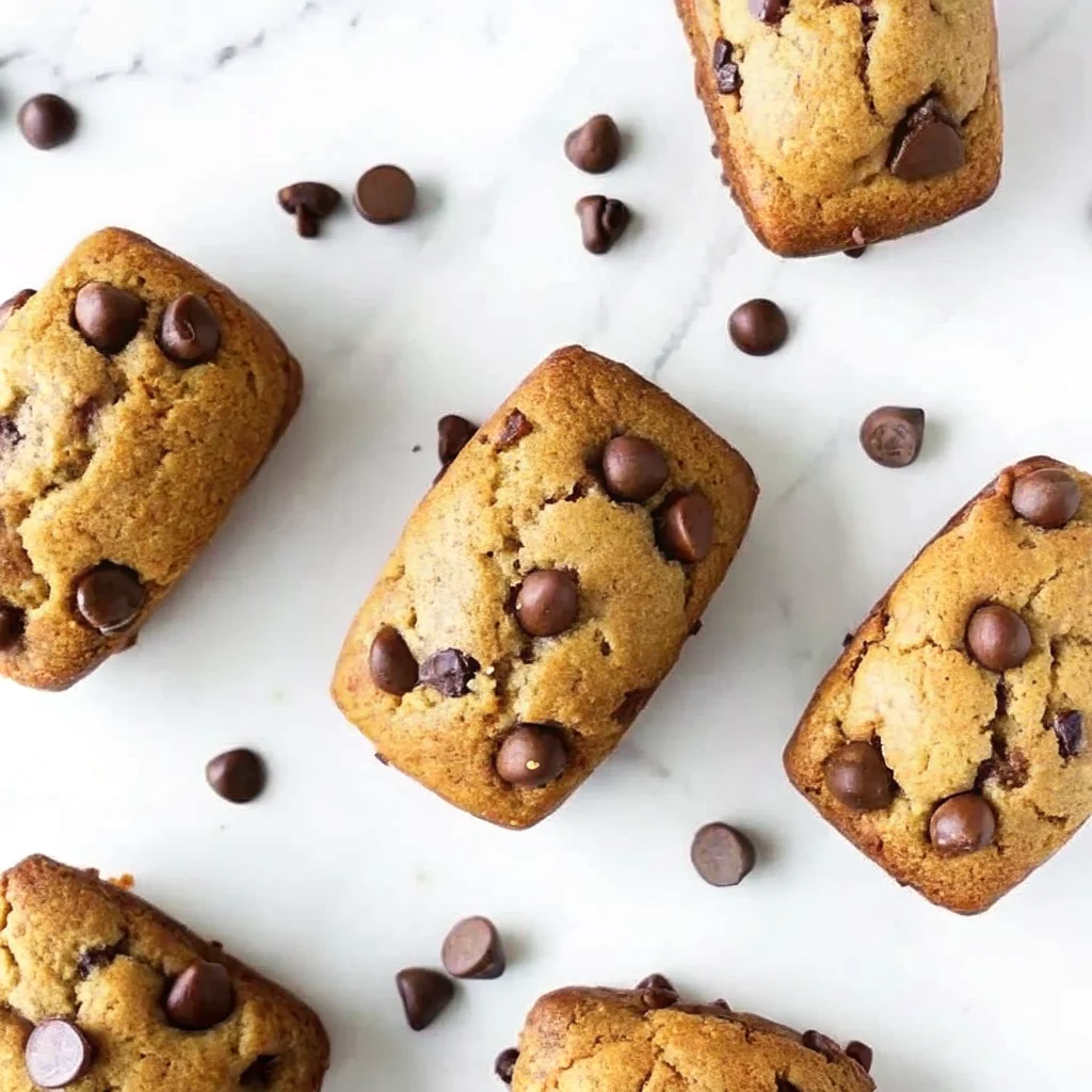 Freshly baked banana bread mini loaves with chocolate chips arranged on white marble surface, perfect mini loaf pan recipes for individual servings