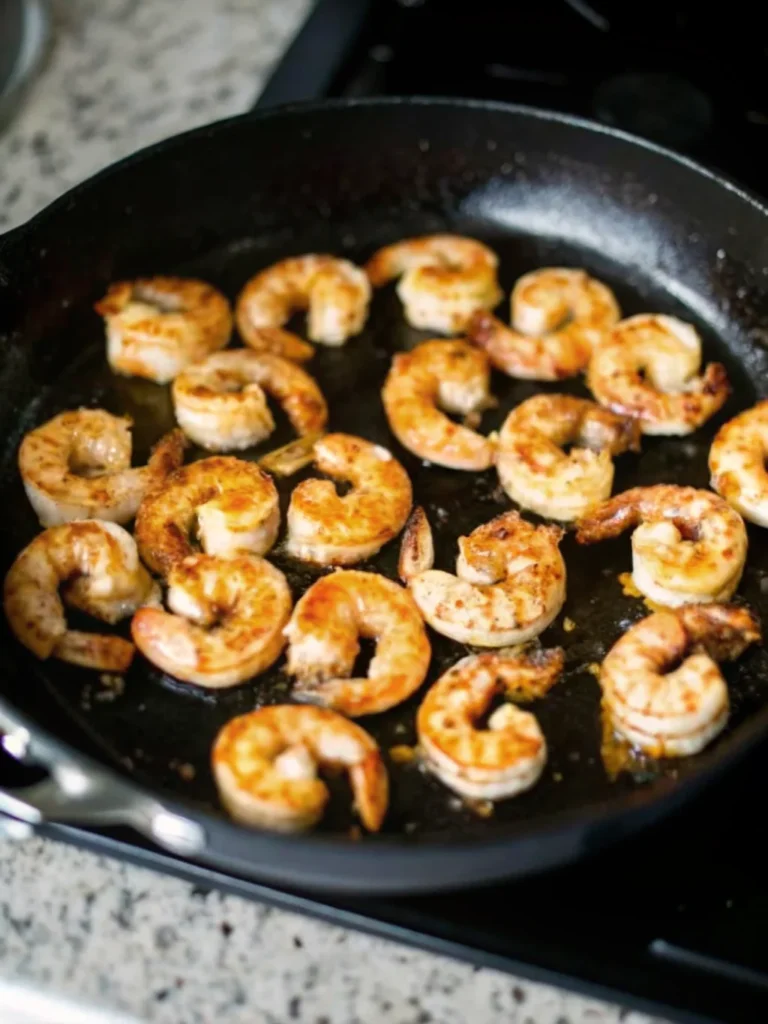 Mexican Street Corn and Shrimp with fresh cilantro, lime, and feta in a skillet, served as a summer Mexican recipe.
