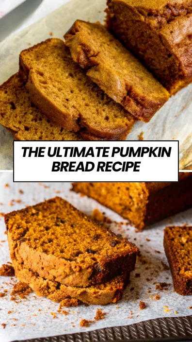 Freshly baked pumpkin bread slices on parchment paper showing moist golden texture and perfect spiced quick bread consistency