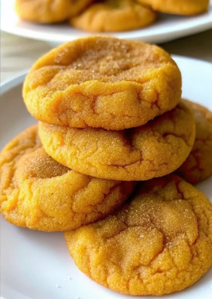 Soft pumpkin sugar cookies with cream cheese frosting arranged on parchment paper, showing golden edges and fluffy texture