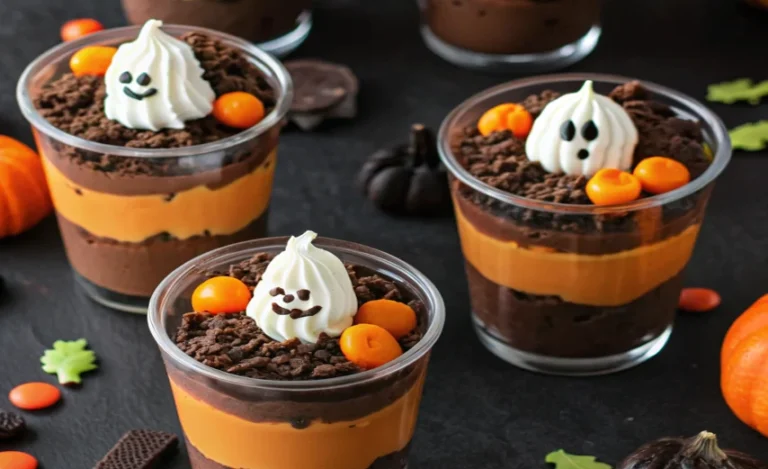 No-Bake Pumpkin Patch Dirt Cups for Halloween Parties