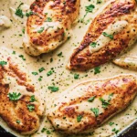 Creamy Crock Pot Ranch Chicken with tender shredded chicken in rich ranch sauce served over rice with fresh parsley garnish