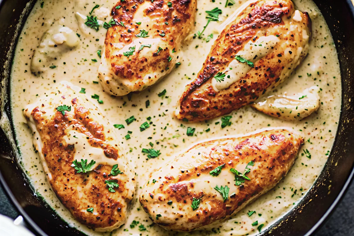 Creamy Crock Pot Ranch Chicken with tender shredded chicken in rich ranch sauce served over rice with fresh parsley garnish