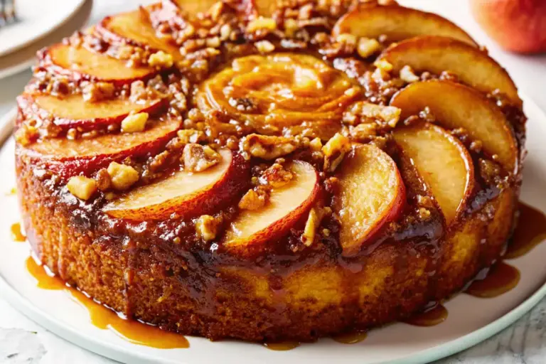 Easy Caramel Apple Upside-Down Cake Recipe | Perfect Thanksgiving Dessert