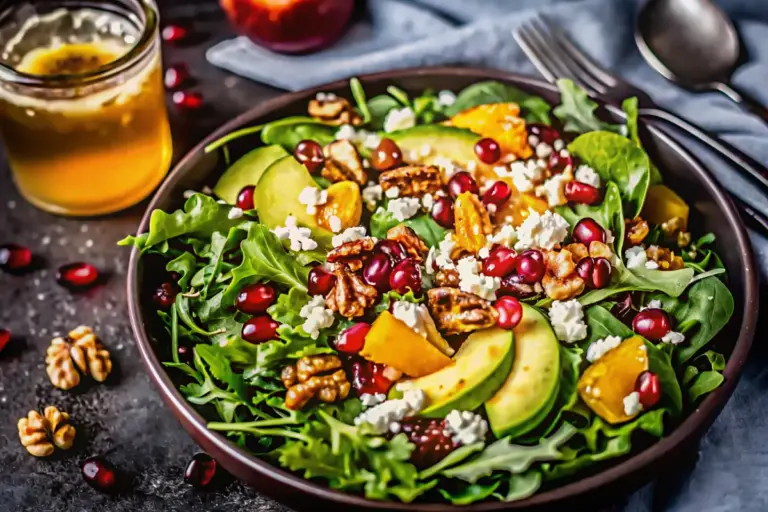 Best Christmas Salad with Avocado, Pomegranate & Candied Nuts – Holiday Side Dish