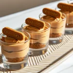 No-bake Biscoff cheesecake cups with cookie crust and Biscoff spread drizzle, perfect individual biscoff desserts