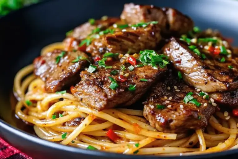 Quick Sweet Spicy Pasta with Steak – Weeknight Recipes Inspo