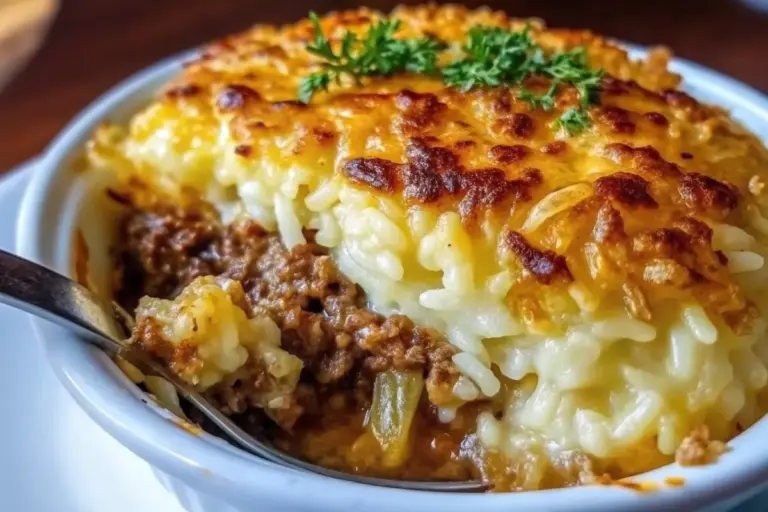 Easy French Onion Ground Beef and Rice Bake – Comfort Food Heaven