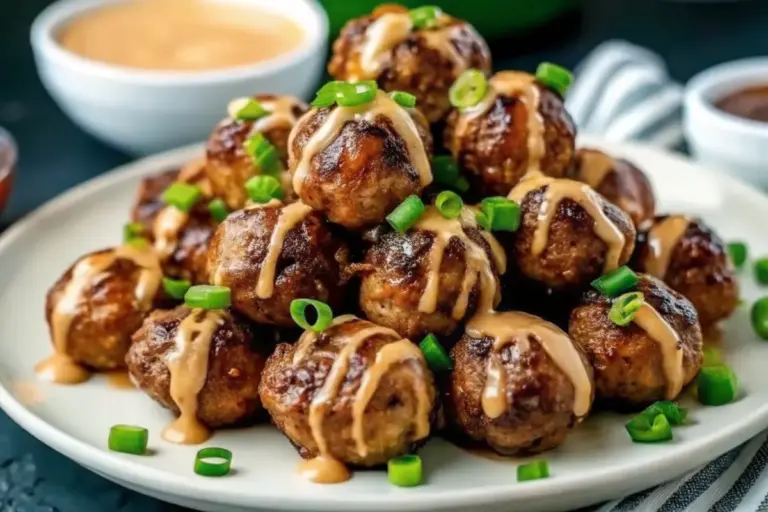 Easy Korean BBQ Meatballs with Spicy Mayo Dip