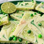 Delicious Margarita Bark Candy with Tequila featuring lime-flavored swirls and sparkling sugar garnish – perfect tequila-infused candy bark for adult parties.