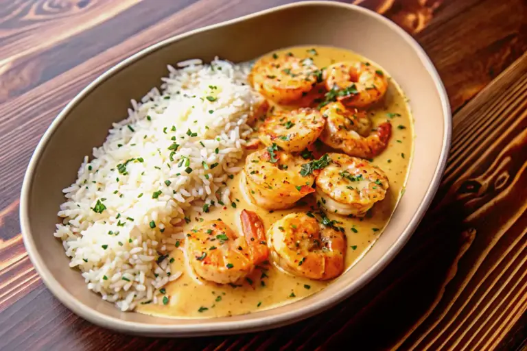 Easy Creamy Garlic Butter Shrimp with Rice Recipe