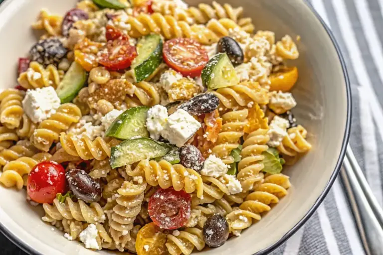 Homemade High Protein Greek Pasta Salad Recipe
