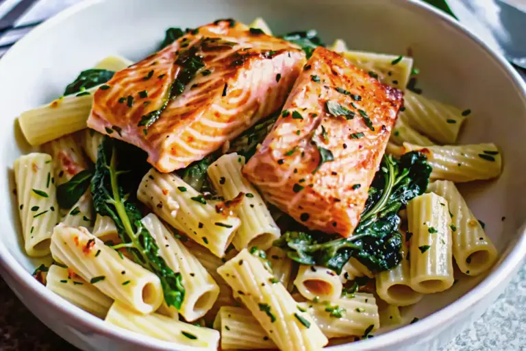Healthy Salmon Spinach Pasta Recipe