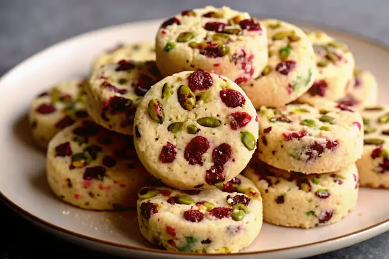 Easy Cranberry Pistachio Shortbread Cookies
