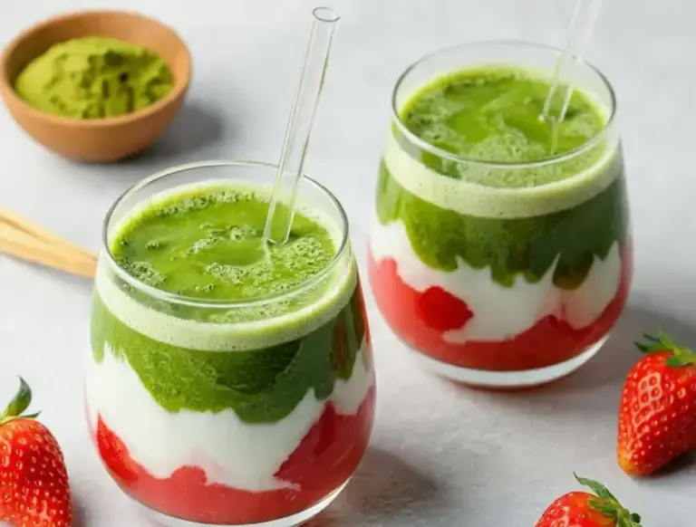 Healthy Strawberry Matcha Latte Recipe