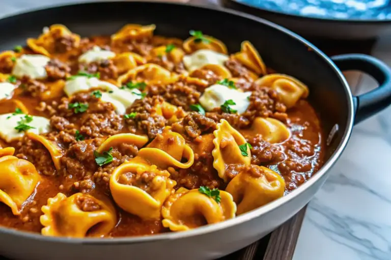 Easy Cheesy Beef Enchilada Tortellini Recipe
