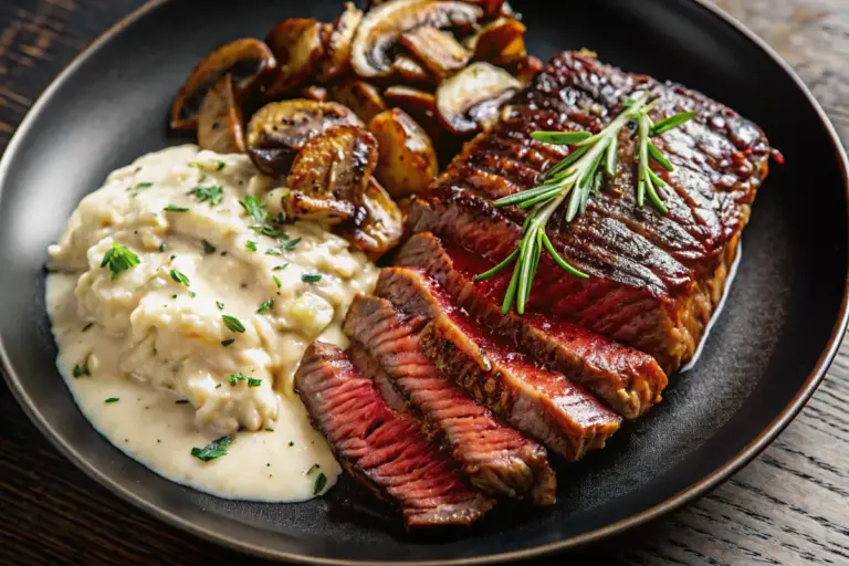 Quick Steak With Haunted Bourbon Garlic Cream Sauce