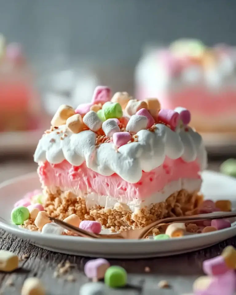 A delicious plate of Bubblegum Cloud Slice Dessert: A Sweet Indulgence