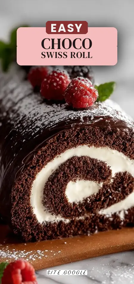 Pinterest pin (Design 2) for Choco Swiss Roll Delight Recipe