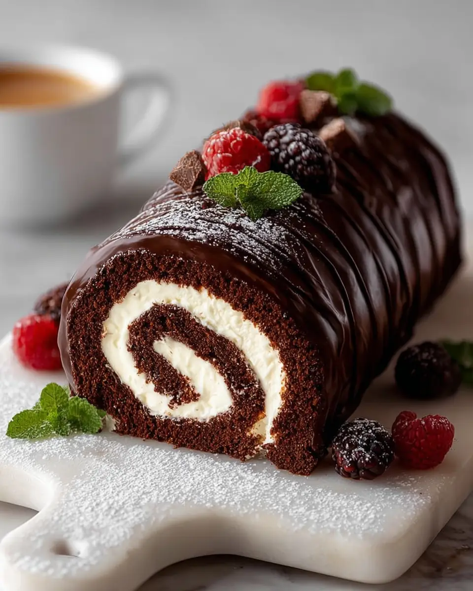 A delicious plate of Choco Swiss Roll Delight Recipe