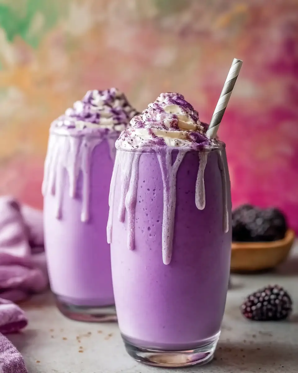 A delicious plate of Creamy 4-Ingredient Ube Milkshake for a Tropical Escape