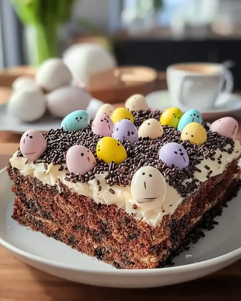 A delicious plate of Easter Dirt Cake