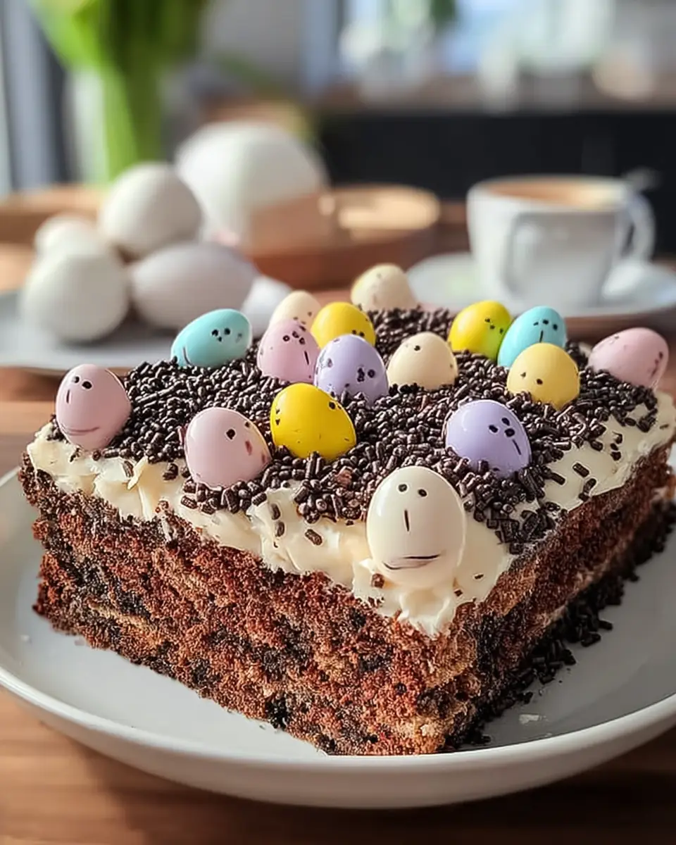 A delicious plate of Easter Dirt Cake