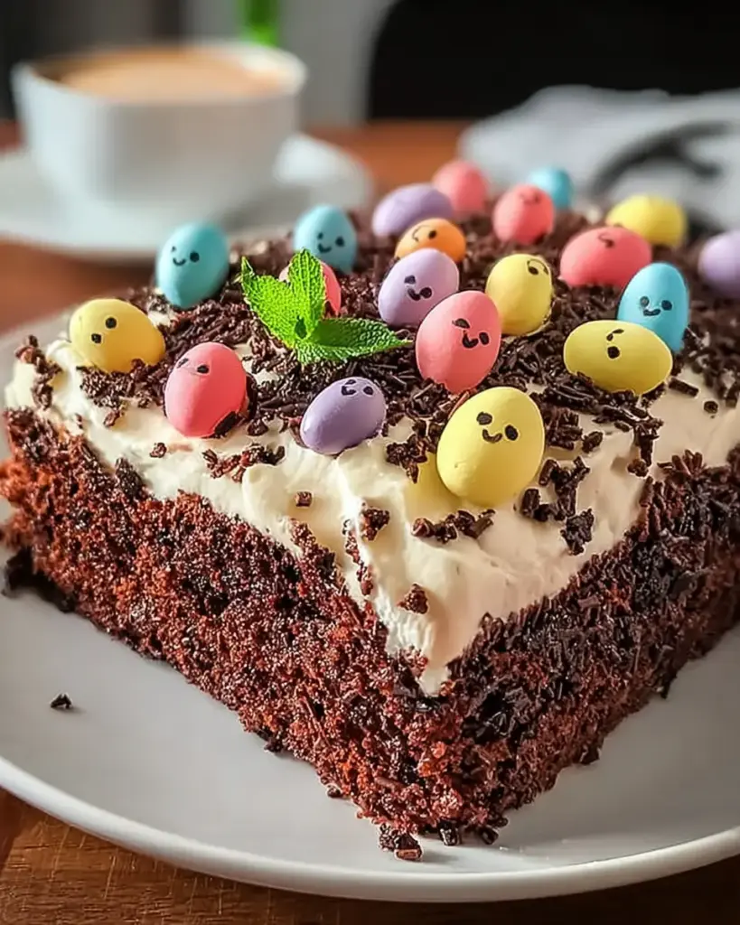 A delicious plate of Easter Dirt Cake