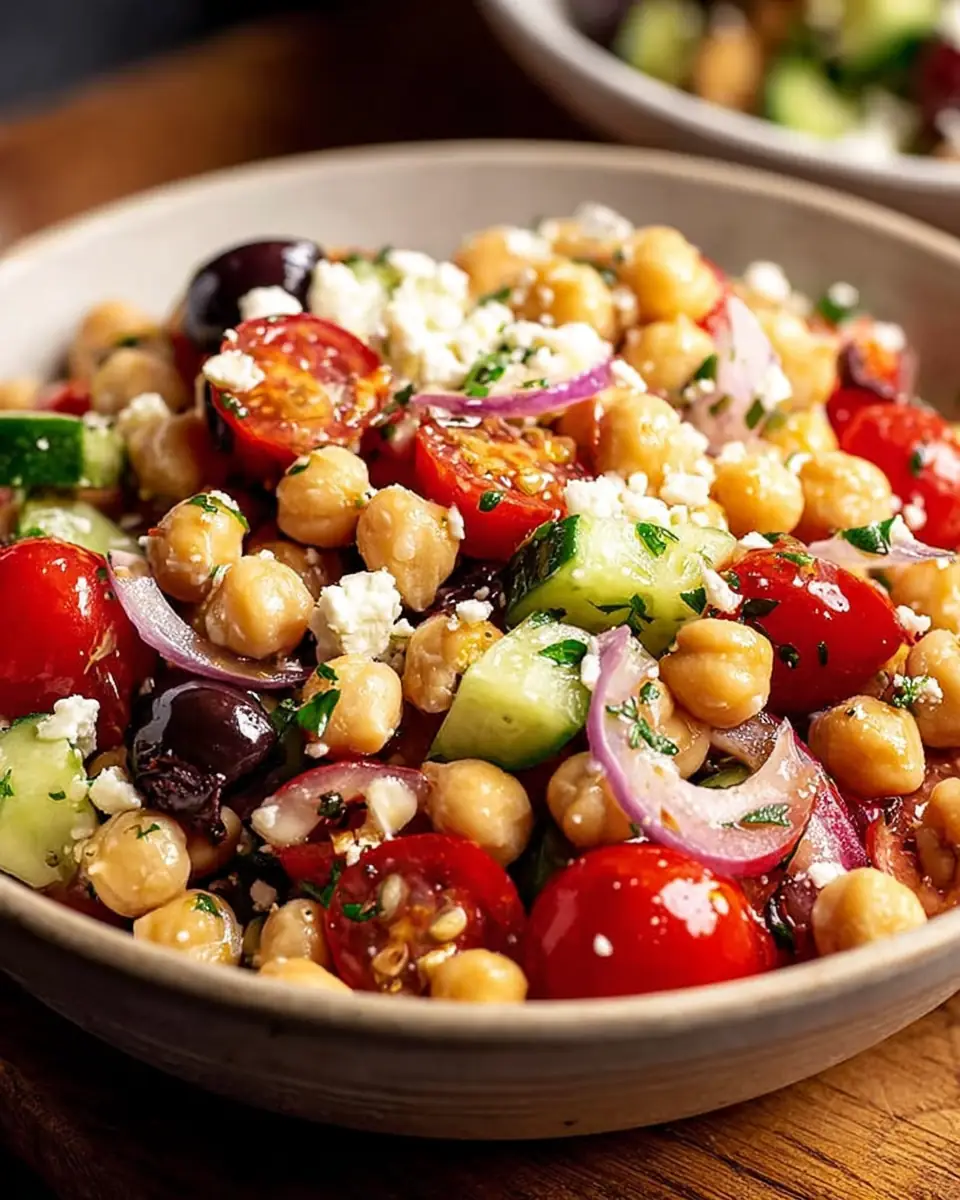 A delicious plate of Greek Chickpea Salad