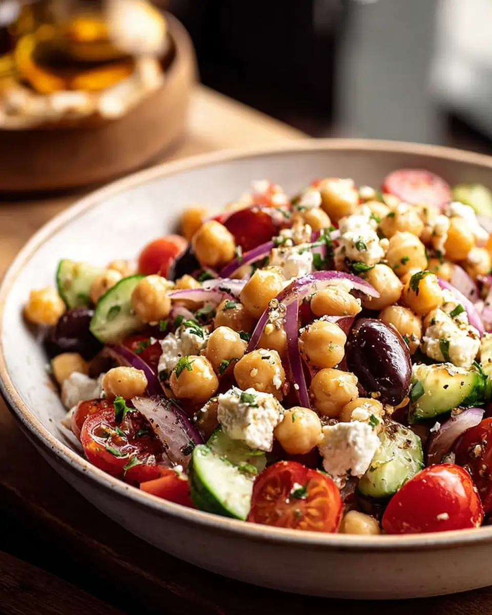 A delicious plate of Greek Chickpea Salad