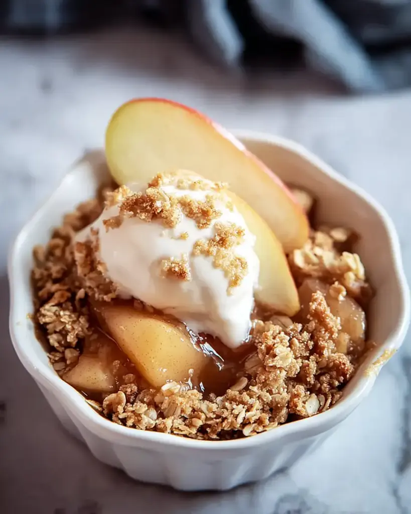 A delicious plate of Healthy High Protein Apple Crisp for Guilt-Free Indulgence