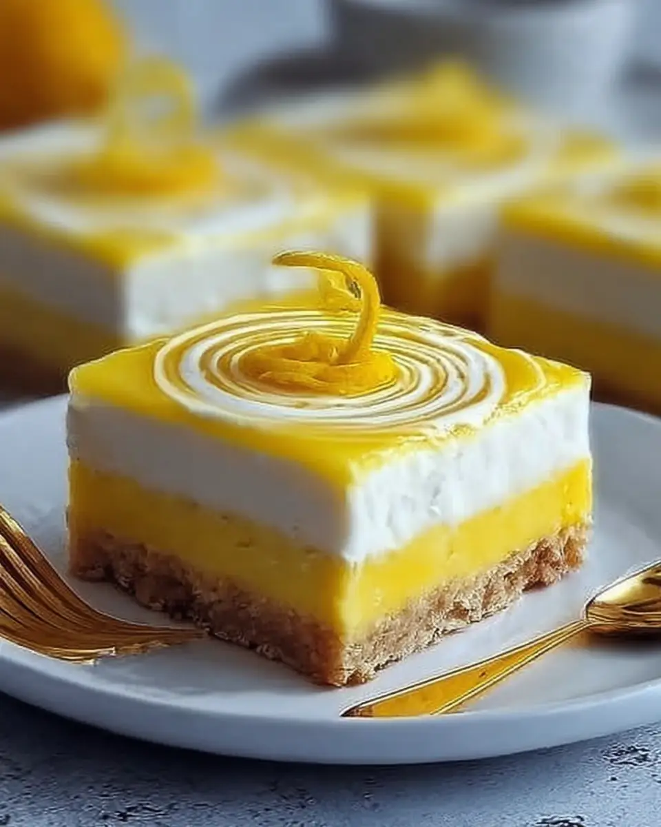 A delicious plate of Heavenly Lemon Cheesecake Bars