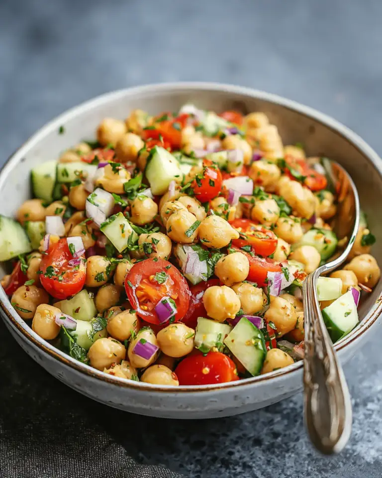A delicious plate of High Protein Chickpea Salad (Vegan + Gluten-Free) – Fresh, Protein-Packed, and Flavorful
