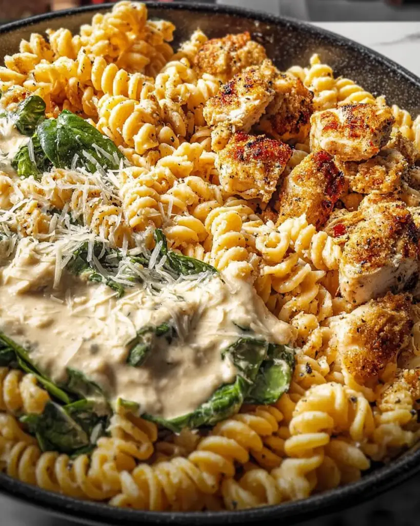 A delicious plate of High Protein Garlic Parmesan Pasta Bowls