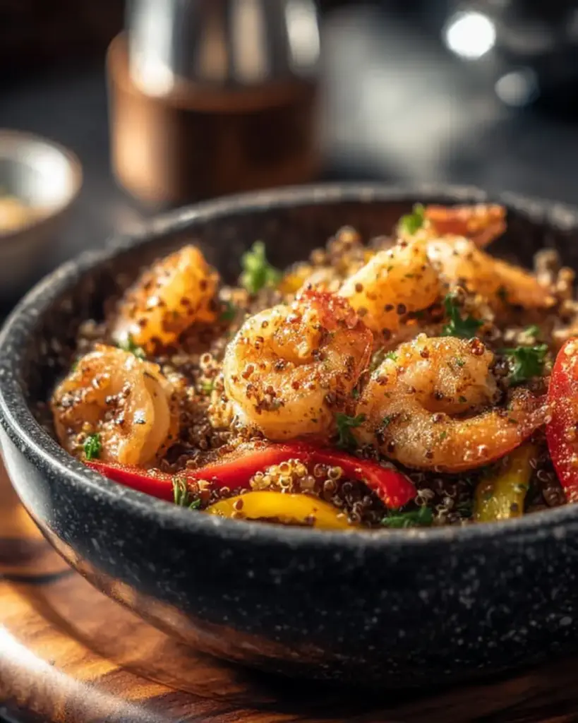 A delicious plate of High Protein Shrimp Dinner Bowl