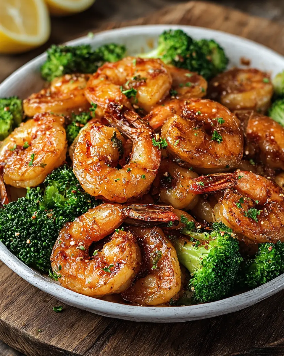 A delicious plate of High Protein Shrimp Honey Garlic Skillet – Easy Healthy Dinner