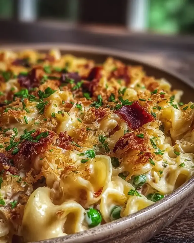 A delicious plate of High-Protein Tuna Casserole Recipe with Easy Greek Yogurt Sauce for Healthy Dinners