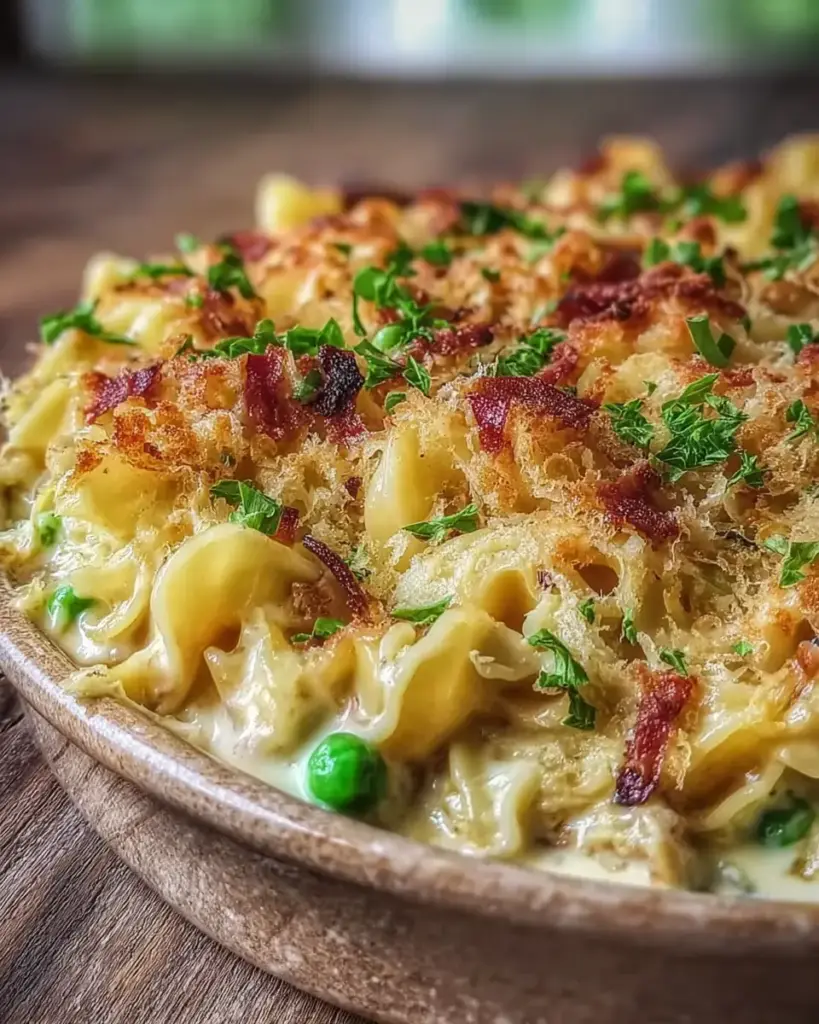 A delicious plate of High-Protein Tuna Casserole Recipe with Easy Greek Yogurt Sauce for Healthy Dinners