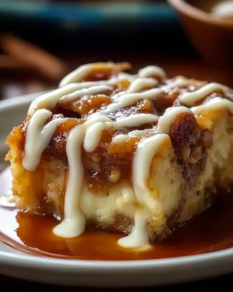 A delicious plate of Irresistible Caramel Apple Cinnamon Roll Dump Cake Delight