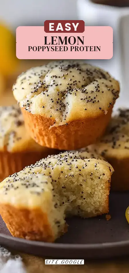 Pinterest pin (Design 2) for Lemon Poppyseed Protein Muffins